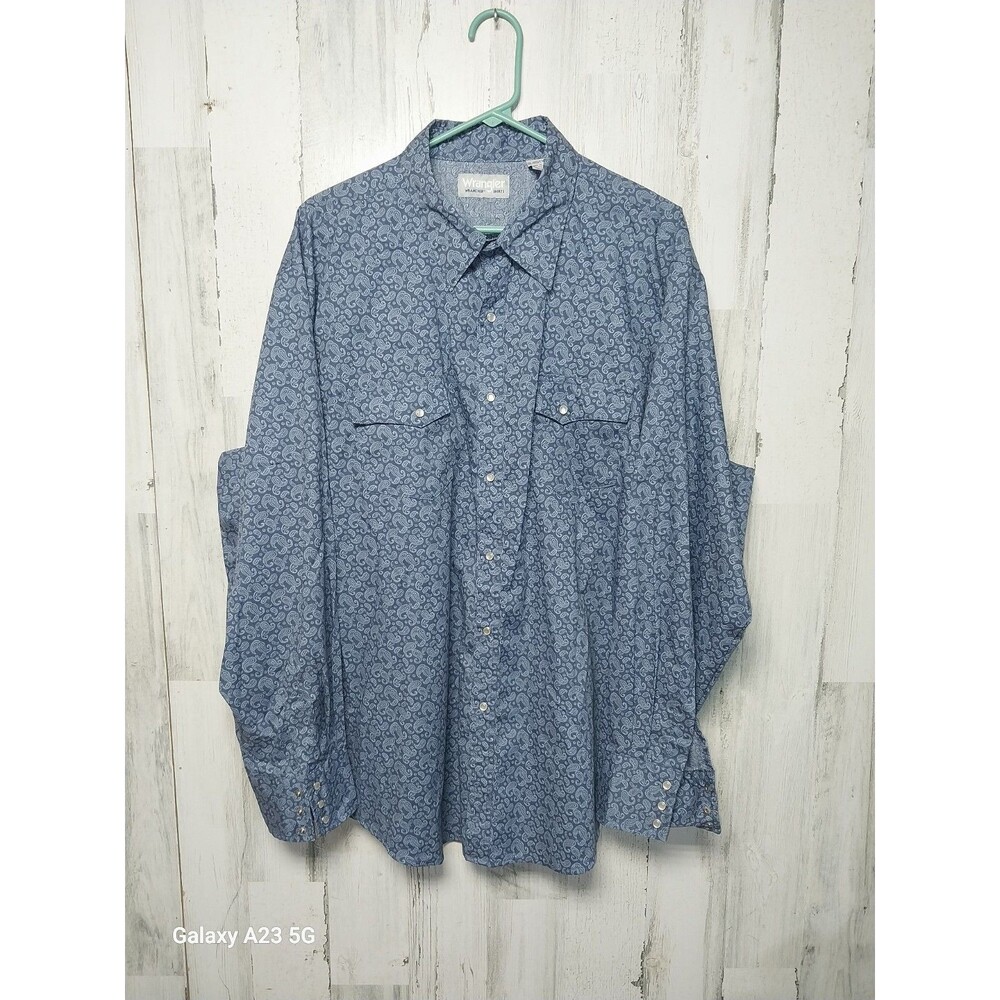 Wrangler Wrancher Shirt Long Sleeve Pearl Snaps XXL